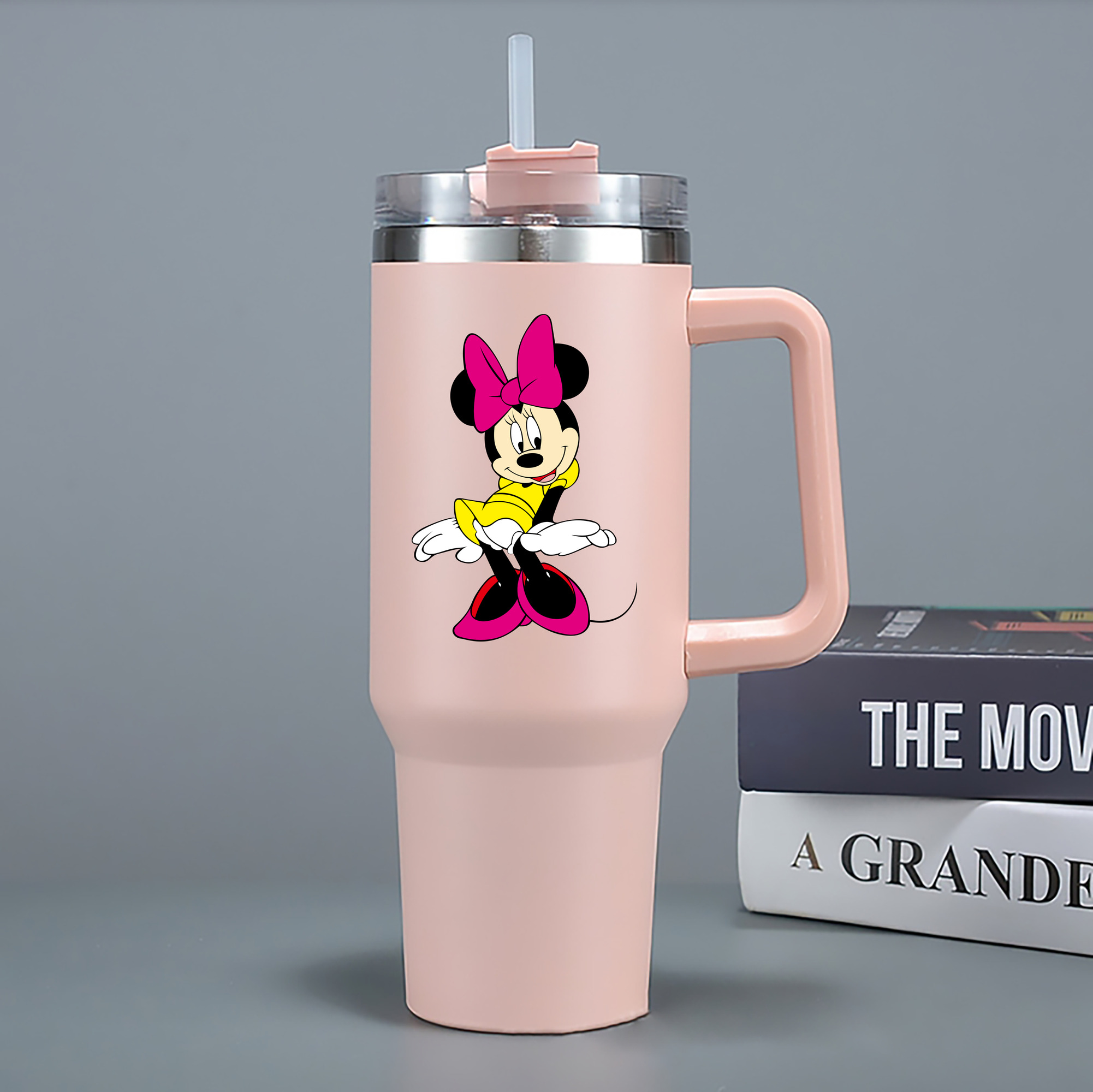 （画像用） ミッキーマウス Mickey Mouse 1200mL車用タンブラー - クリスタルステッカー（プラスチックストロー付き）